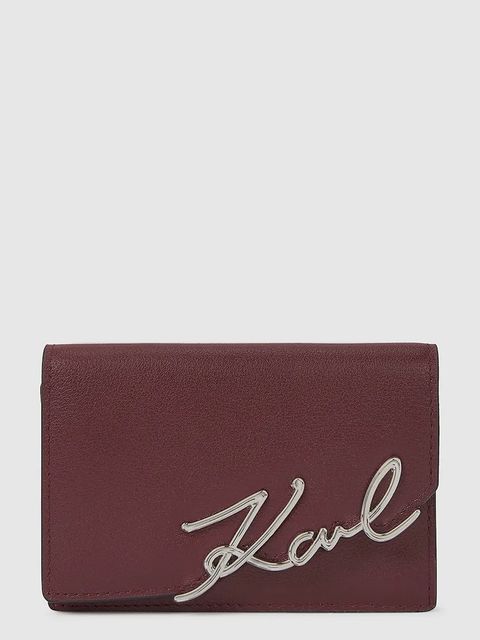 Karl Lagerfeld portfel skórzany K/SIGNATURE damski kolor bordowy A4W32018 - zdjęcie produktu nr 1