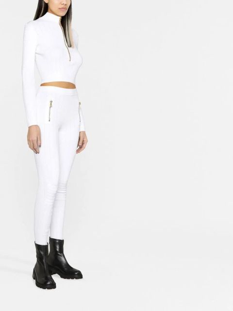 Balmain panelled slim-cut leggings - White