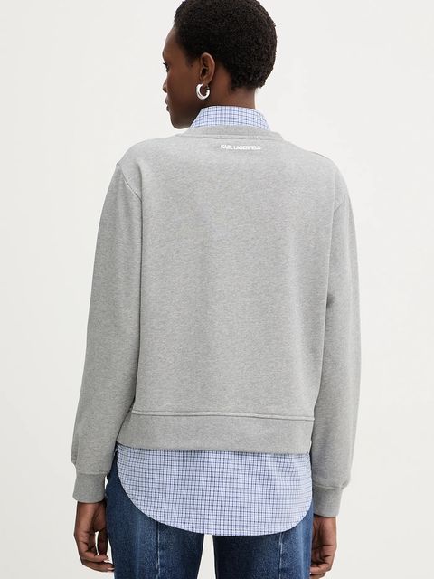 Karl Lagerfeld bluza bawełniana IKON damska kolor szary wzorzysta B1W20028