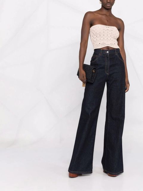 Saint Laurent cropped crochet top - Neutrals