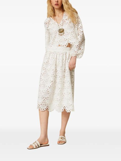 TWINSET woven midi skirt - White - zdjęcie produktu nr 2