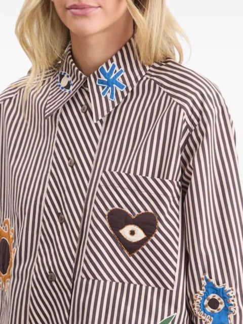 ALEMAIS Sirocco embroidered striped shirt - Brown