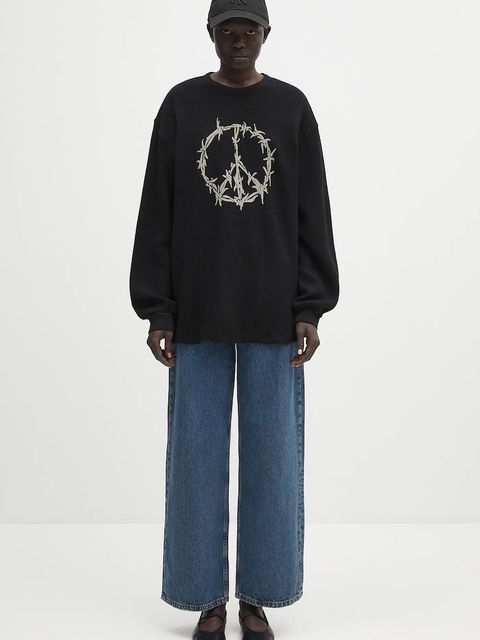 Aries bluza bawełniana Peace Press Gothic Waffle LS Tee