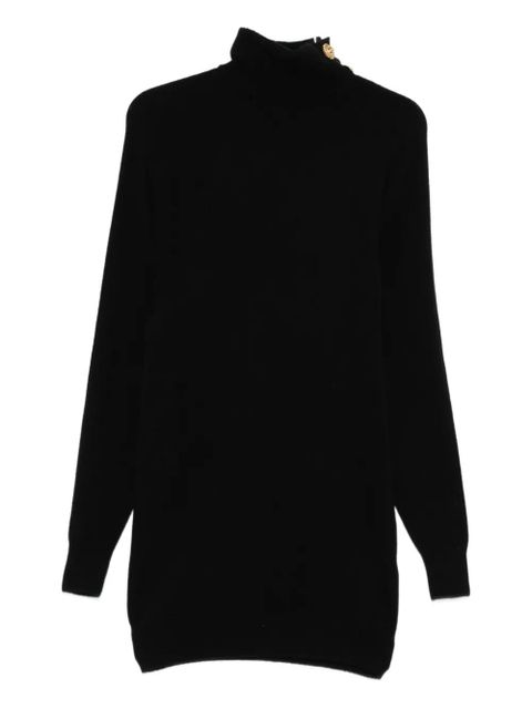 Balmain button-embellishment roll-neck dress - Black