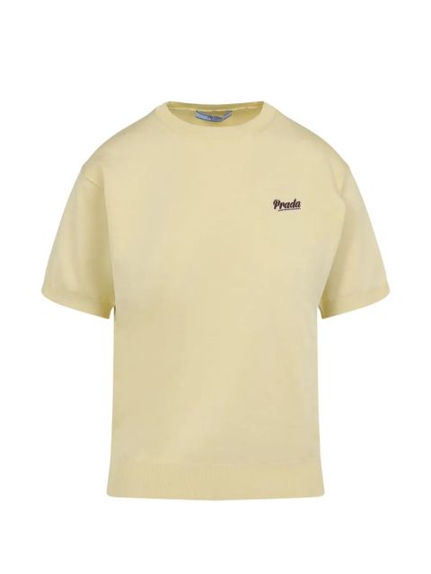 Prada logo -detail short-sleeved sweater - Yellow - zdjęcie produktu nr 1