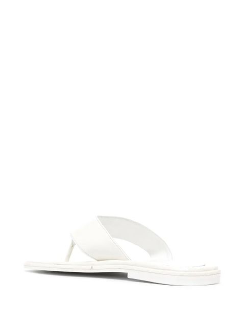 BY FAR logo plaque flip flops - White