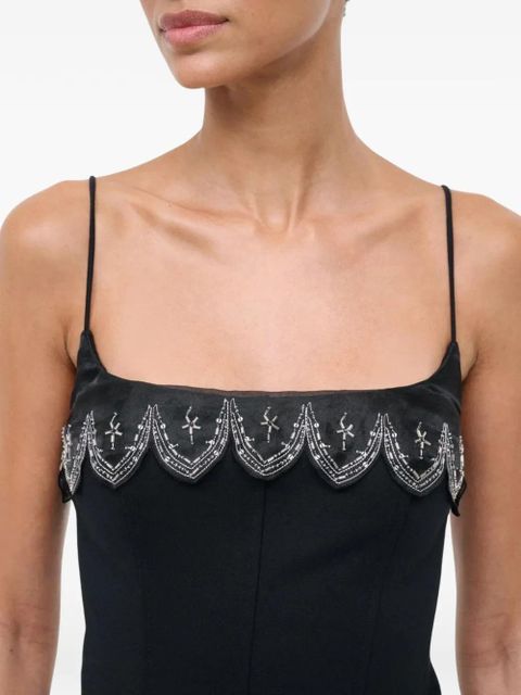 STAUD Colette beaded-trim mini dress - Black