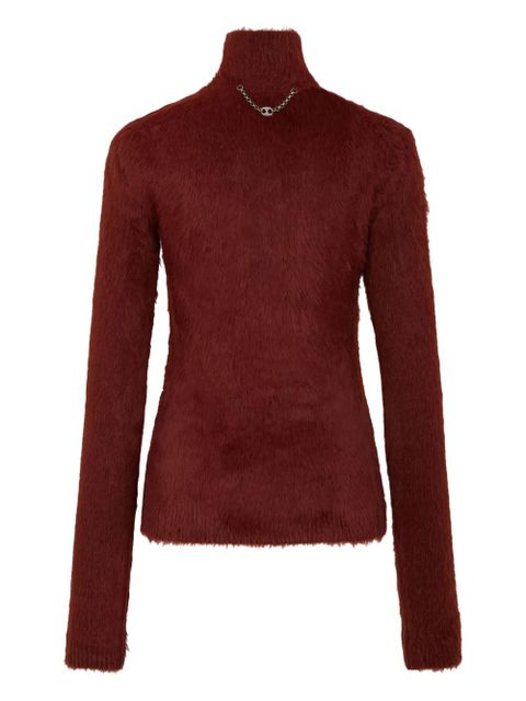 Rabanne eyelet-detail long-sleeves sweater - P213 RED