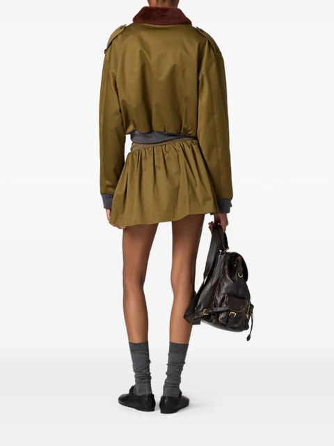 Miu Miu shearling-collar logo bomber jacket - Green