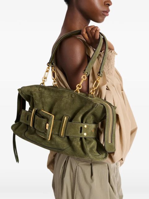 Balmain Anthem suede shoulder bag - Green