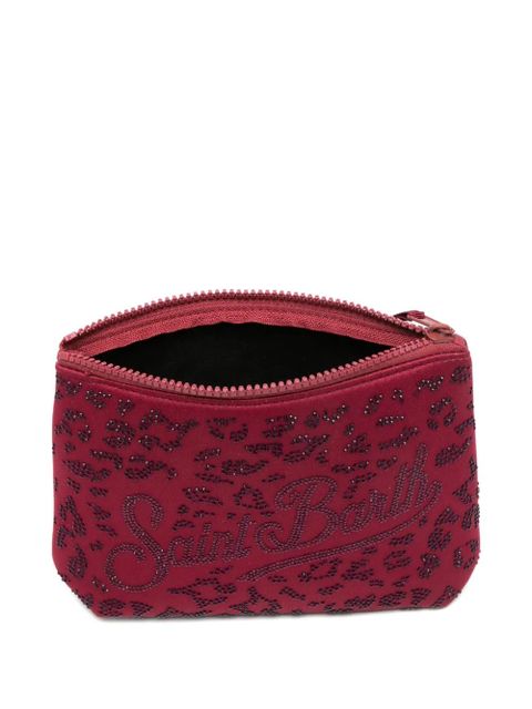 MC2 Saint Barth Aline crystal-embellished leopard-pattern clutch bag - Red