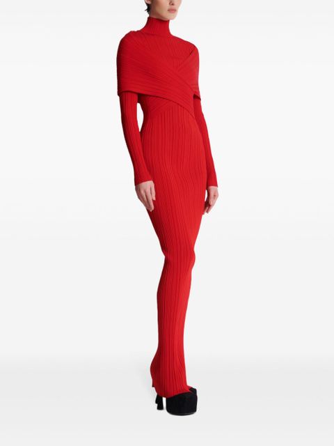 Balmain pleated knit dress - Red