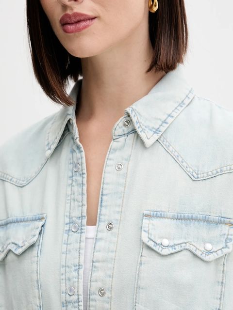 United Colors of Benetton koszula jeansowa damska kolor niebieski regular z kołnierzykiem klasycznym