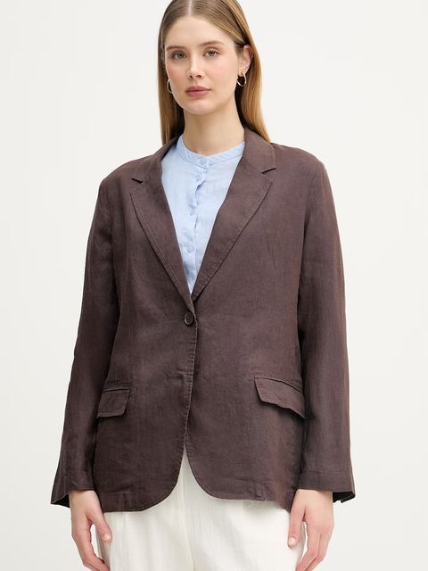 United Colors of Benetton marynarka jednorzędowa damska lniana - zdjęcie produktu nr 1