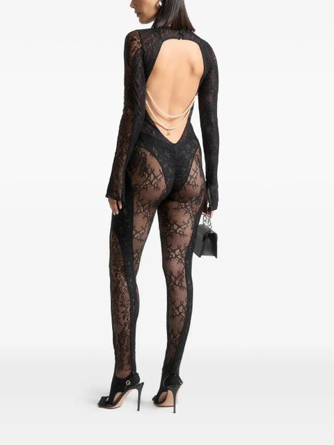 Manière De Voir lace backless footsie jumpsuit - Black