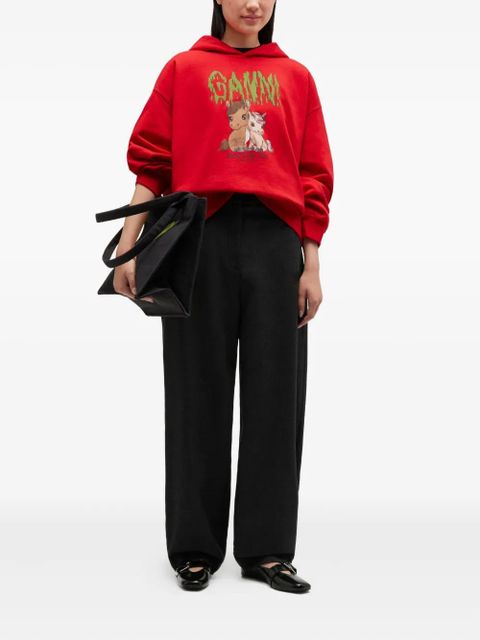 GANNI graphic-print hoodie - Red - zdjęcie produktu nr 2