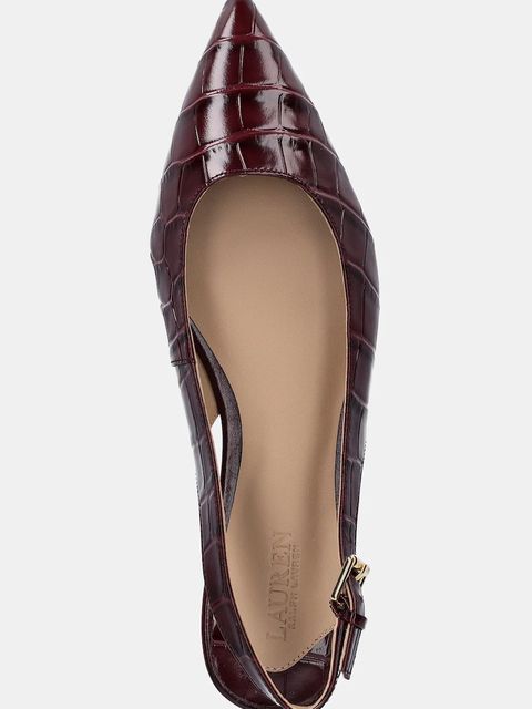 Lauren Ralph Lauren baleriny skórzane Londyn Slbck kolor bordowy z odkrytą piętą 802P04384001