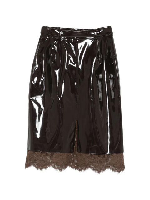 Rowen Rose belted lace-detail midi skirt - Brown - zdjęcie produktu nr 2