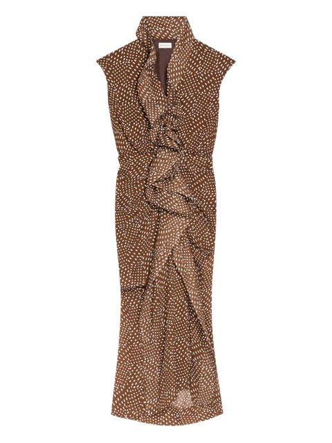 DRIES VAN NOTEN Davylo ruffled midi dress - Brown - zdjęcie produktu nr 1