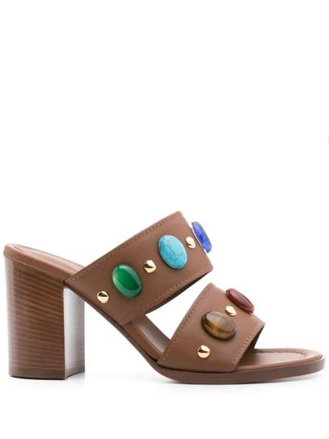 Gianvito Rossi 90mm beaded leather sandals - Brown - zdjęcie produktu nr 1