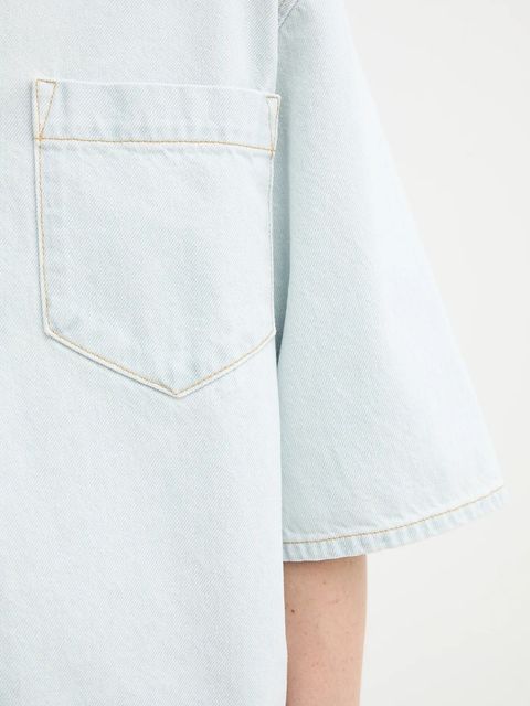 AERON koszula jeansowa ABBOTT damska kolor niebieski relaxed z kołnierzykiem klasycznym SH193570