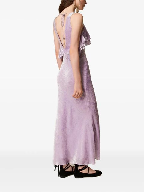 TWINSET ruffled velvet maxi dress - Purple
