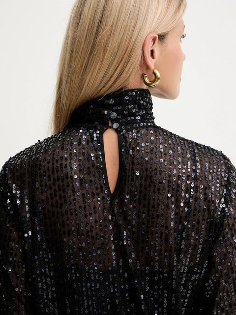 Karl Lagerfeld bluzka damska kolor czarny wzorzysta A4W11020