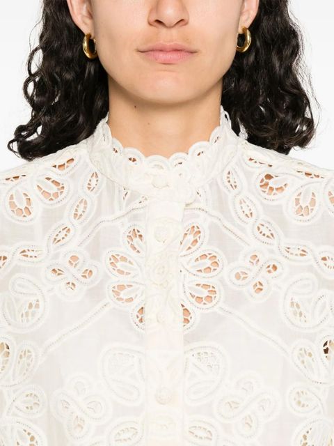 ZIMMERMANN floral-embroidered shirt - Neutrals