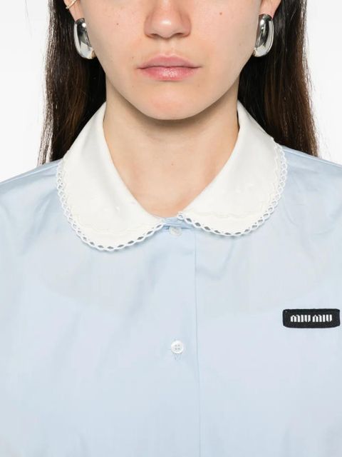 Miu Miu scalloped-collar short-sleeve shirt - Blue