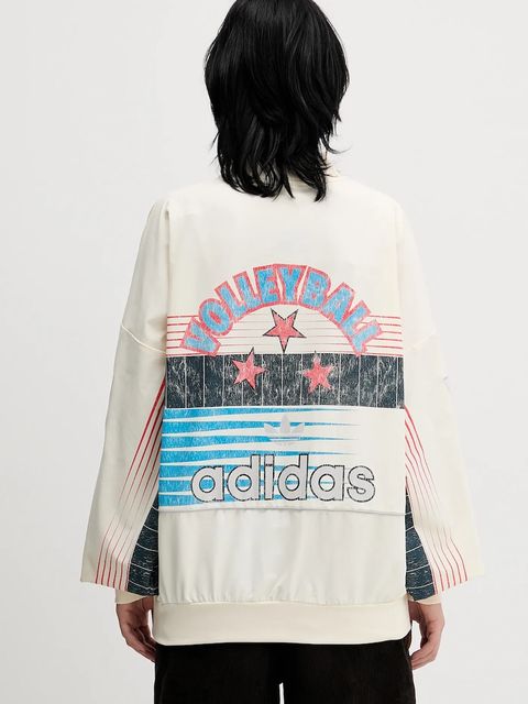 adidas Originals bluza Summersp Crew damska kolor beżowy z kapturem z nadrukiem JW0148