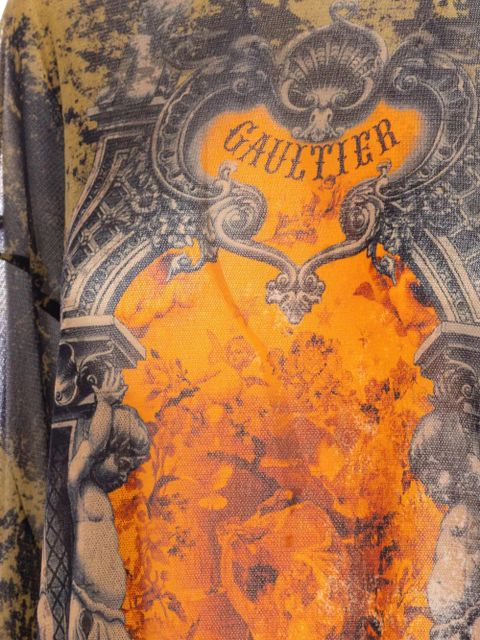 Jean Paul Gaultier graphic-print sheer top - Black