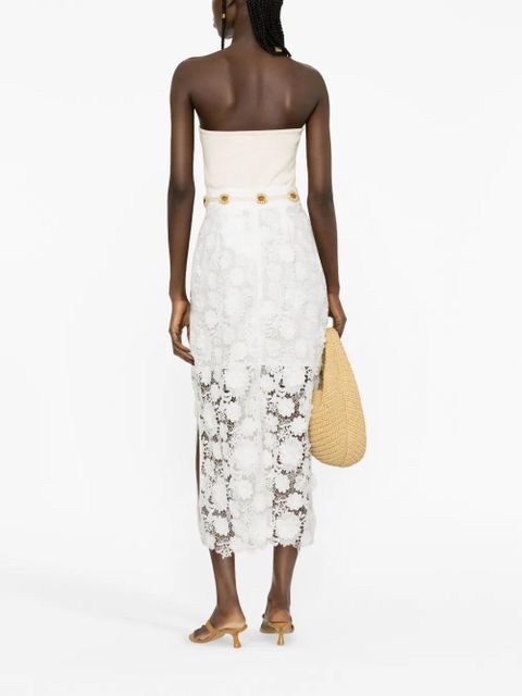 ZIMMERMANN Raie lace midi skirt - White