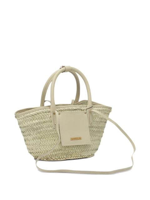 Jacquemus mini Soli woven-straw leather-trim tote bag - Neutrals - zdjęcie produktu nr 2