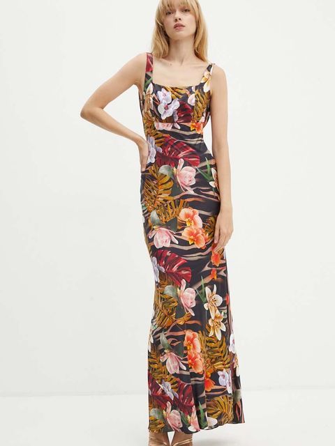 Marciano Guess sukienka ESTELLA kolor czarny maxi rozkloszowana 4YGK15 7139A