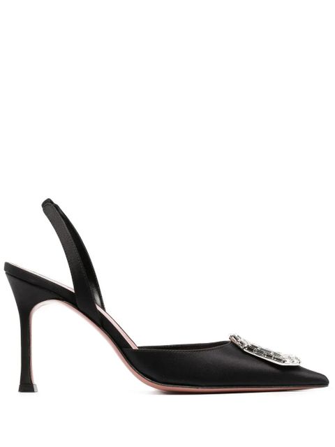Amina Muaddi 90mm Camelia slingback pumps - Black - zdjęcie produktu nr 1