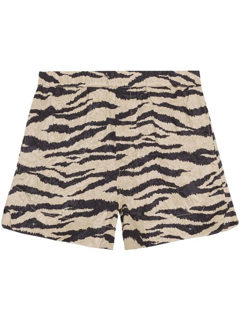 GANNI zebra-print crinked shorts - Black - zdjęcie produktu nr 1