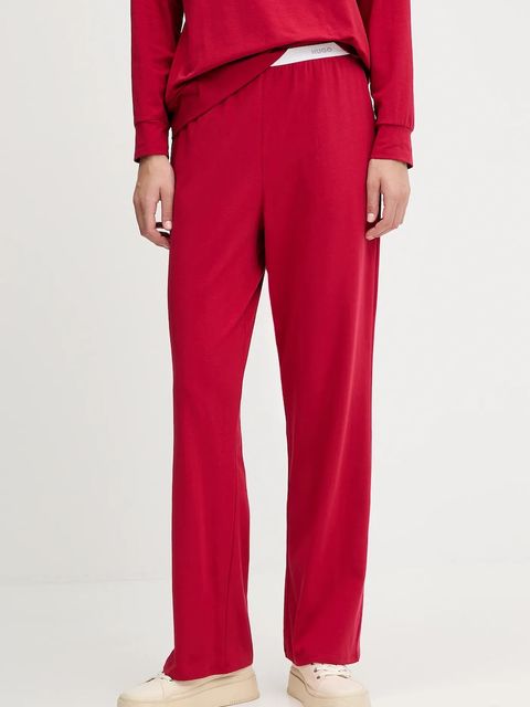 HUGO spodnie lounge damskie kolor czerwony gładkie 50555624 - zdjęcie produktu nr 1