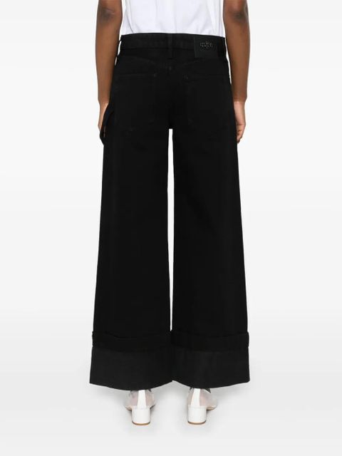 Simone Rocha Carnation-embellished jeans - Black