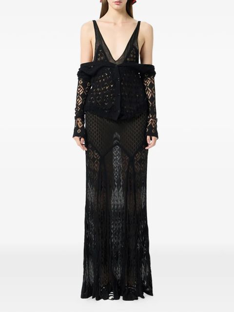 Blumarine patterned V-neck maxi dress - Black