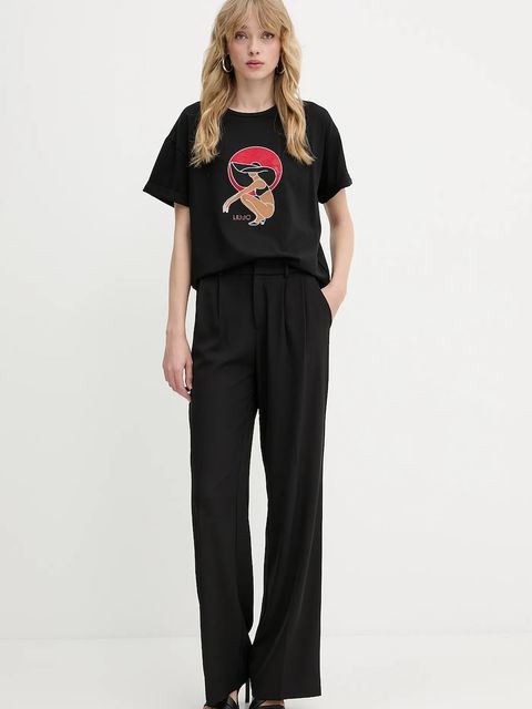 Liu Jo t-shirt damski kolor czarny VA5153.JS003