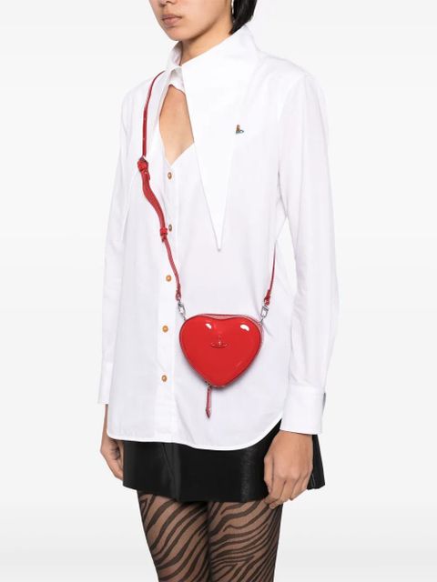 Vivienne Westwood mini heart patent crossbody bag - Red