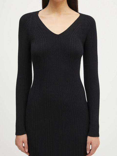 Samsoe Samsoe sukienka Sacheryl V-Neck kolor czarny maxi prosta F25100046 - zdjęcie produktu nr 2