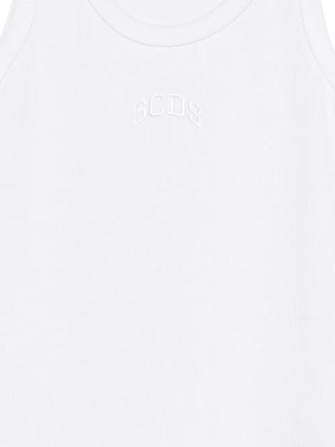 GCDS embroidered ribbed T-shirt - White