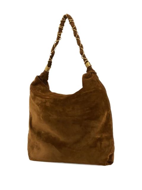 Saint Laurent Amalia braided-handle suede shoulder bag - Brown