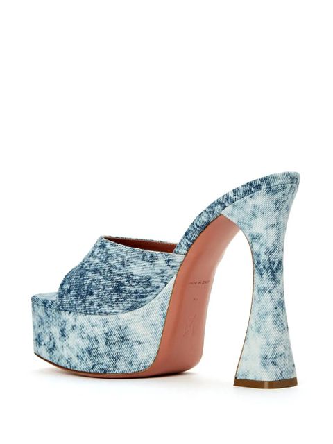 Amina Muaddi Dalida 140mm denim platform sandals - Blue