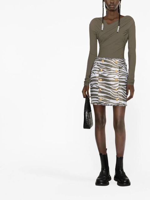Balmain zebra print high-waisted miniskirt - White - zdjęcie produktu nr 2