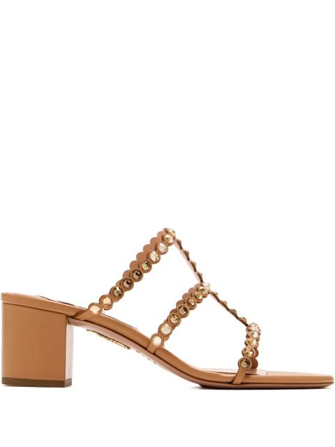 Aquazzura 50mm Tequila crystal-embellished block-heel sandals - Brown - zdjęcie produktu nr 1