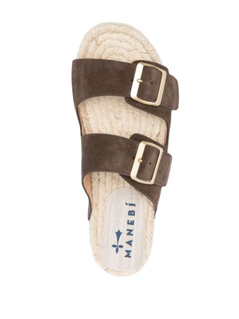 Manebi double-buckle flat espadrilles - Brown
