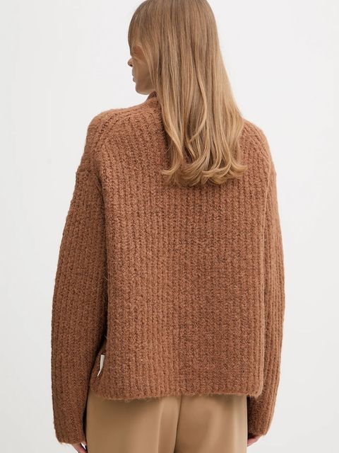 Calvin Klein Jeans sweter damski kolor brązowy ciepły z półgolfem LV044D361G - zdjęcie produktu nr 2