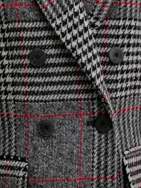 Desigual płaszcz z dodatkiem wełny CAPUCHA CHECK kolor szary 25WWEW13